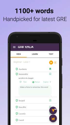 Run android online APK GREninja : GRE vocabulary builder with FlashCards from MyAndroid or emulate GREninja : GRE vocabulary builder with FlashCards using MyAndroid
