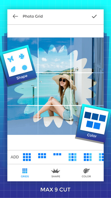 Emulate iPhone app Grid Photos - 9 Square Photo using MyAndroid