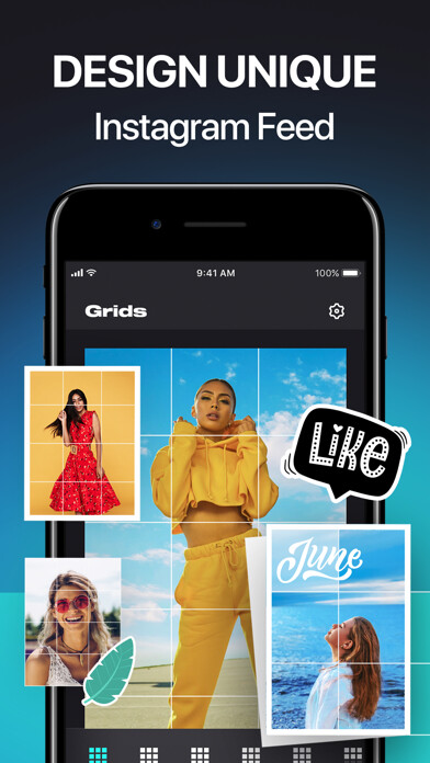 Emulate iPhone app Grids Giant Squares Post Maker using MyAndroid