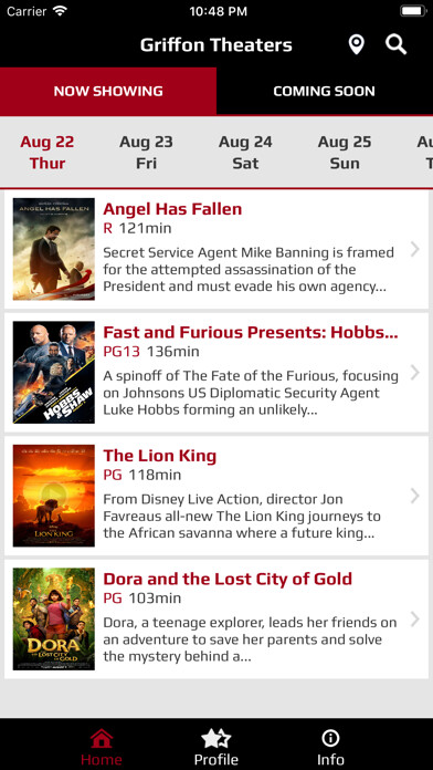 Emulate iPhone app Griffon Theaters using MyAndroid Emulate iPhone app Griffon Theaters using MyAndroid