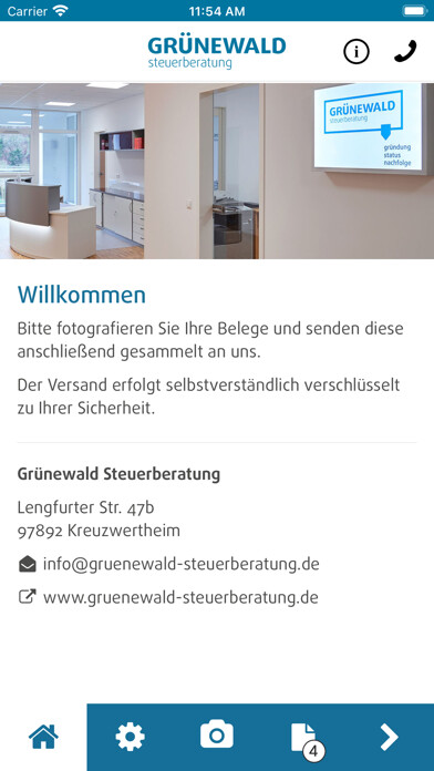 Emulate iPhone app Grünewald Steuerberatung using MyAndroid Emulate iPhone app Grünewald Steuerberatung using MyAndroid