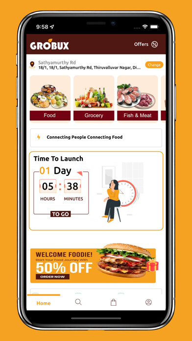 Emulate iPhone app Grobux Online Food Delivery using MyAndroid Emulate iPhone app Grobux Online Food Delivery using MyAndroid