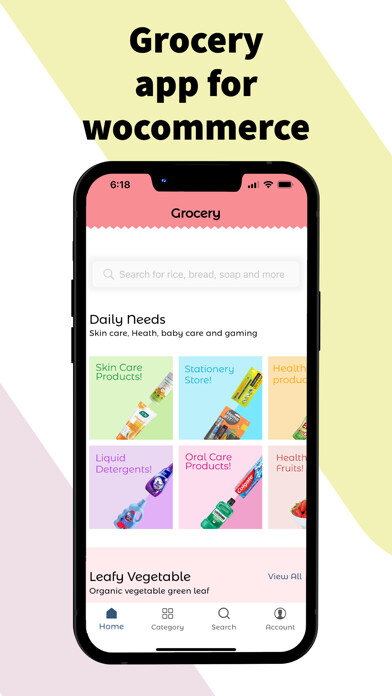 Emulate iPhone app Grocery app for WooCommerce using MyAndroid