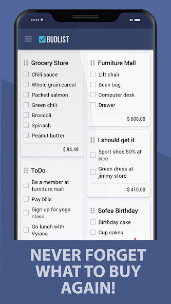 Run android online APK Grocery Shopping List -BudList from MyAndroid or emulate Grocery Shopping List -BudList using MyAndroid