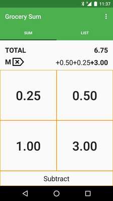 Emulate Android APK Grocery Sum