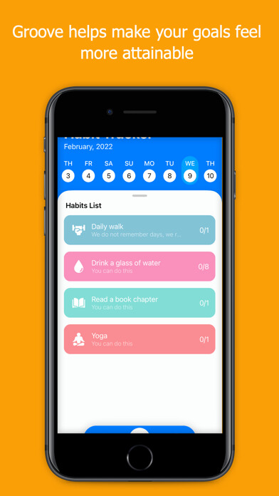 Emulate iPhone app Groove - Habit Tracker using MyAndroid Emulate iPhone app Groove - Habit Tracker using MyAndroid
