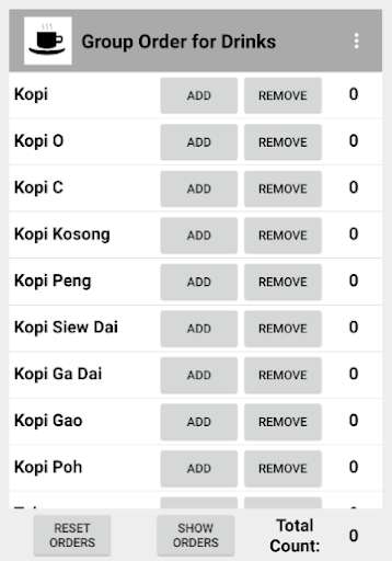 Emulate Android APK Group Order for Drinks