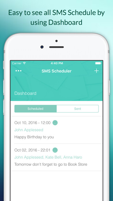 Emulate iPhone app Group Scheduler - Auto Response Text and Bulk SMS using MyAndroid