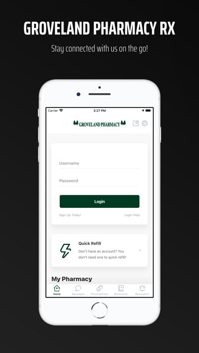 Emulate iPhone app Groveland Pharmacy Rx using MyAndroid