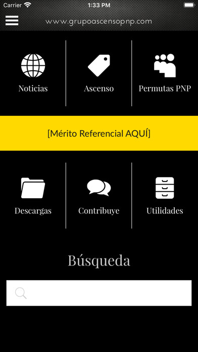 Emulate iPhone app Grupo Ascenso PNP using MyAndroid