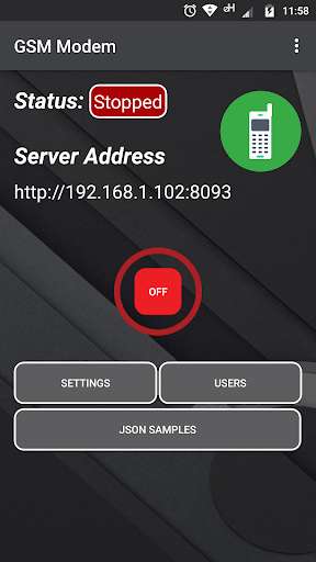 Run android online APK GSM Modem (SMS) from MyAndroid or emulate GSM Modem (SMS) using MyAndroid