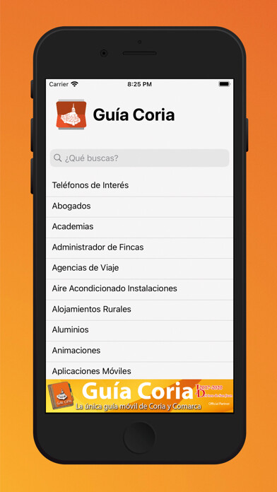 Emulate iPhone app Guía Coria using MyAndroid