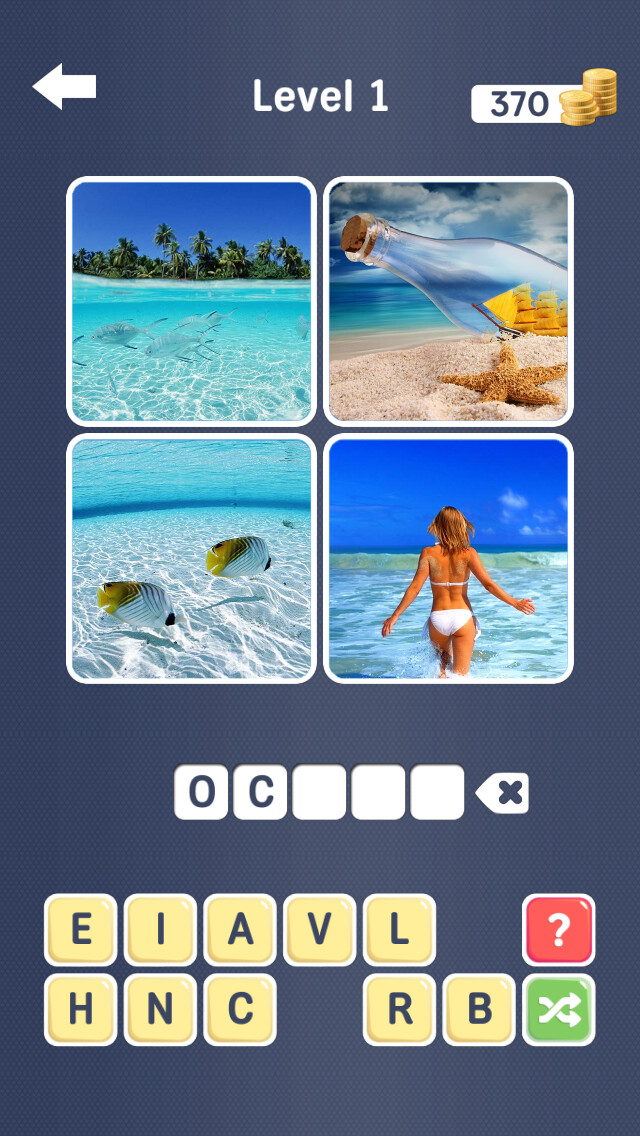Emulate iPhone app Guess the word ~ 4 Pix riddle /// 4 картинки ~ угадай слово по фото using MyAndroid