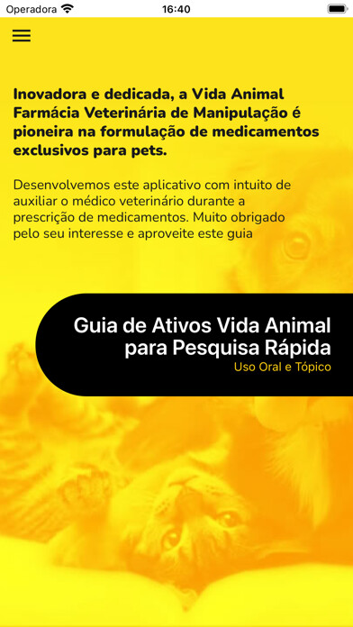 Emulate iPhone app Guia Veterinário de Ativos using MyAndroid