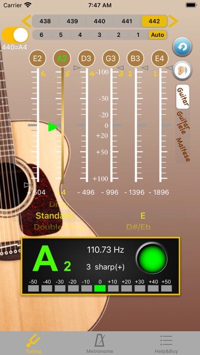 Emulate iPhone app GuitarTuner - Tuner for Guitar using MyAndroid Emulate iPhone app GuitarTuner - Tuner for Guitar using MyAndroid