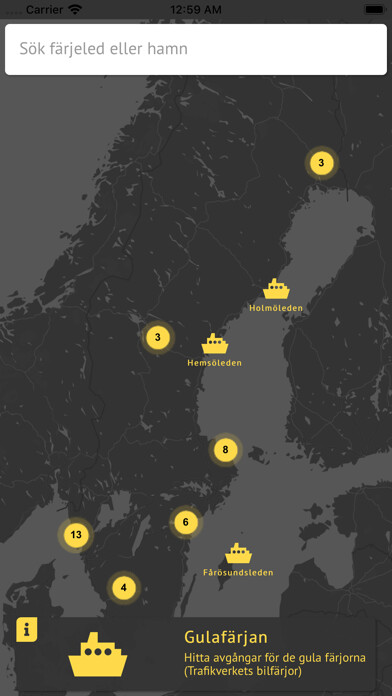 Emulate iPhone app Gulafärjan using MyAndroid