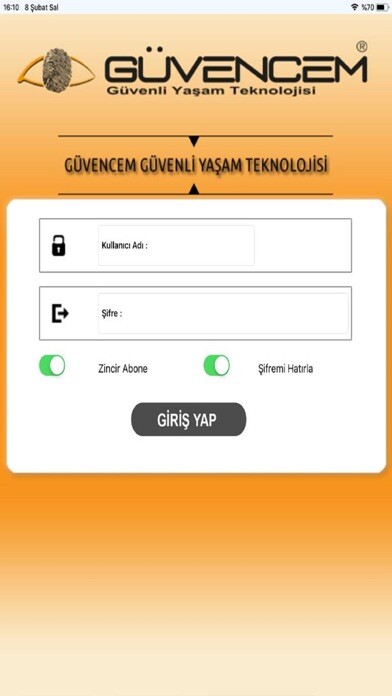 Emulate iPhone app Gvencem Alarm Merkezi using MyAndroid