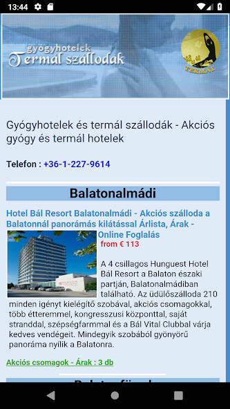 Run android online APK Gyógyhotelek termál szállodák from MyAndroid or emulate Gyógyhotelek termál szállodák using MyAndroid