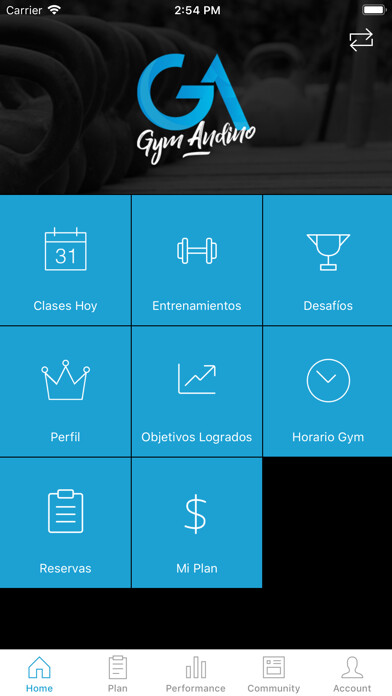 Emulate iPhone app GYM ANDINO LIMITADA using MyAndroid