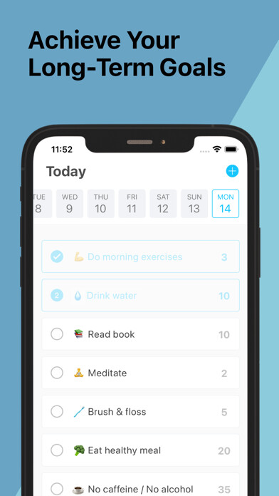 Emulate iPhone app Habeets - Habit & Goal Tracker using MyAndroid