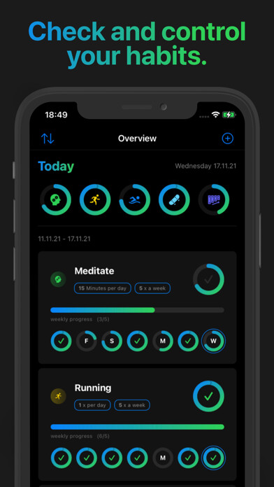 Emulate iPhone app HabitBe - Weekly Habit Tracker using MyAndroid Emulate iPhone app HabitBe - Weekly Habit Tracker using MyAndroid