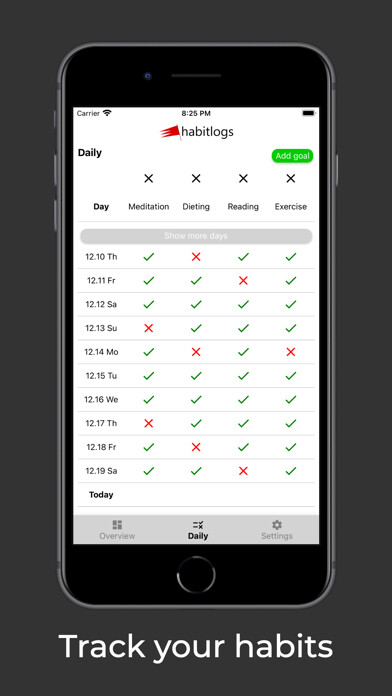 Emulate iPhone app HabitLogs: Habit Tracker using MyAndroid
