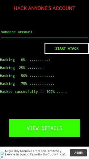 Run android online APK HACK ANY ACCOUNT from MyAndroid or emulate HACK ANY ACCOUNT using MyAndroid