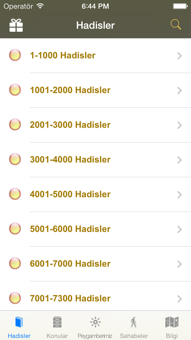 Emulate iPhone app Hadis Fihristi using MyAndroid