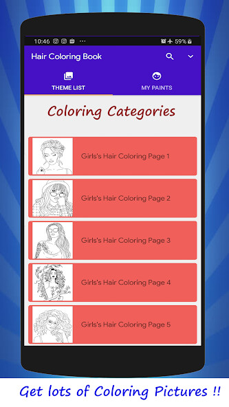Run android online APK Hair Coloring Book from MyAndroid or emulate Hair Coloring Book using MyAndroid