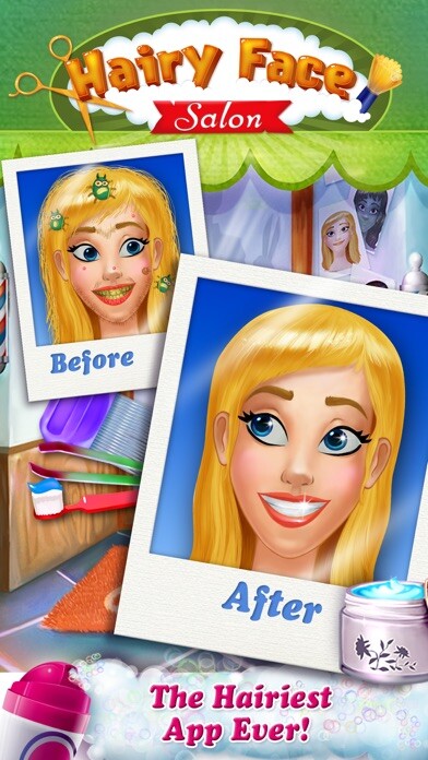 Emulate iPhone app Hairy Face Makeover Salon using MyAndroid