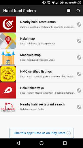 Run android online APK Halal restaurants finder from MyAndroid or emulate Halal restaurants finder using MyAndroid
