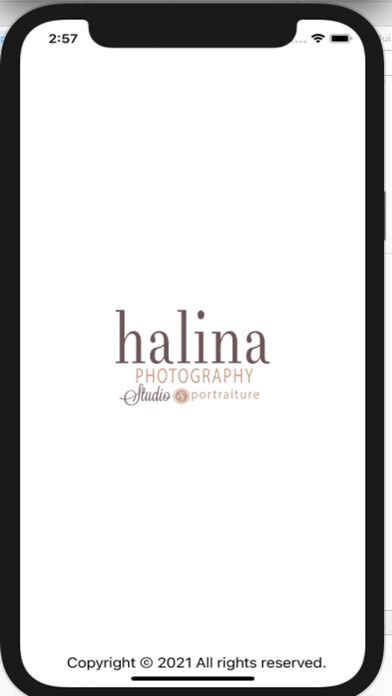Emulate iPhone app halina.photography using MyAndroid