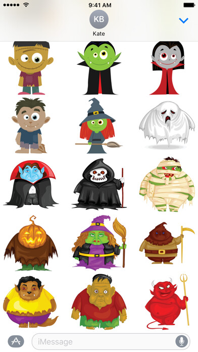 Emulate iPhone app Halloween Cartoon Stickers using MyAndroid