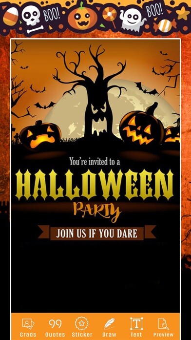 Emulate iPhone app Halloween Party Greetings using MyAndroid Emulate iPhone app Halloween Party Greetings using MyAndroid
