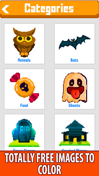 Run android online APK Halloween Pixel Art:Paint by Number, Coloring Book from MyAndroid or emulate Halloween Pixel Art:Paint by Number, Coloring Book using MyAndroid