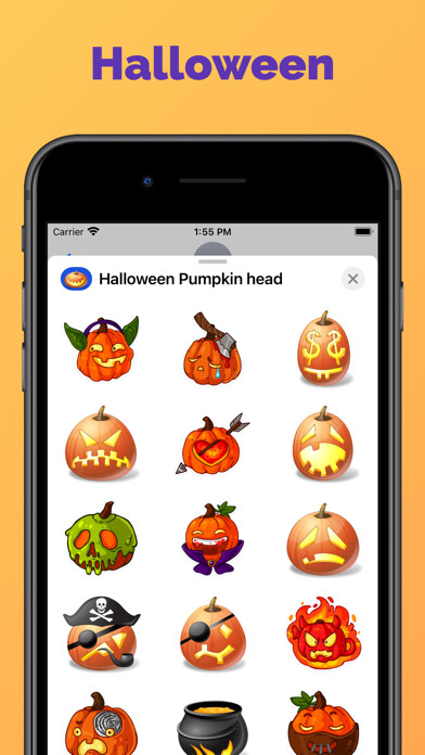 Emulate iPhone app Halloween - Pumpkin emoji pack using MyAndroid Emulate iPhone app Halloween - Pumpkin emoji pack using MyAndroid