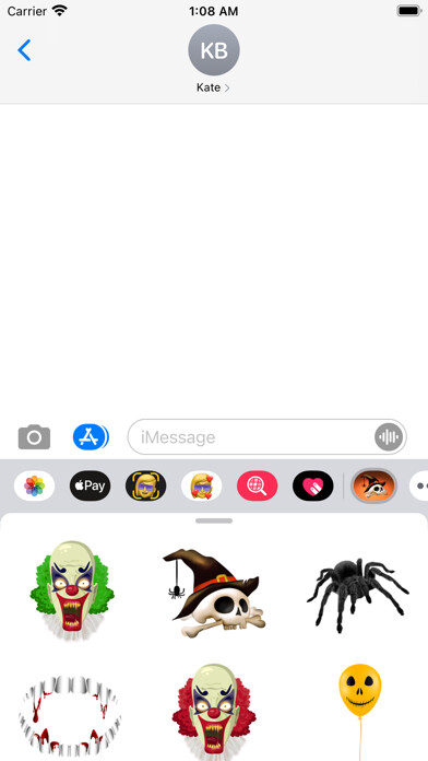Emulate iPhone app Halloween Scary BOO! Stickers using MyAndroid