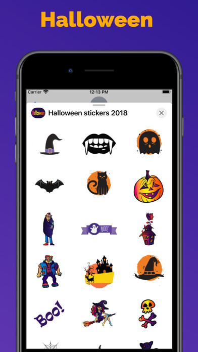 Emulate iPhone app Halloween stickers and emoji using MyAndroid