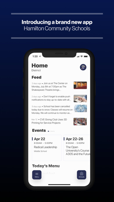 Emulate iPhone app Hamilton Community Schools, IN using MyAndroid