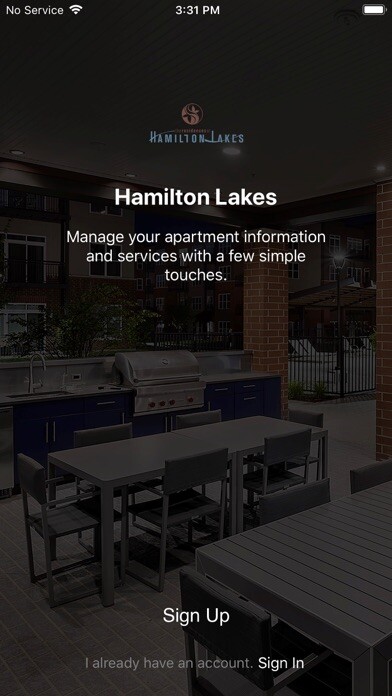 Emulate iPhone app Hamilton Lakes Apartments using MyAndroid