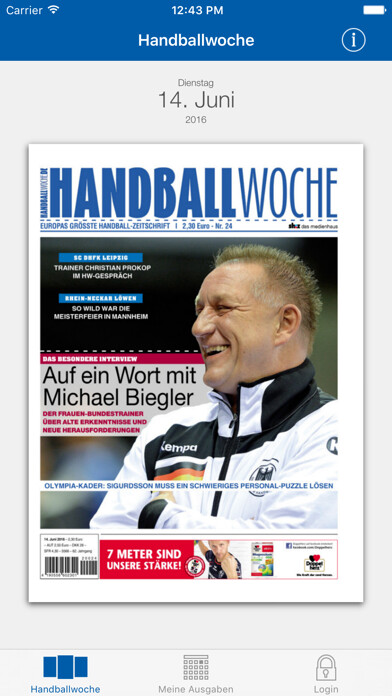 Emulate iPhone app Handballwoche ePaper using MyAndroid