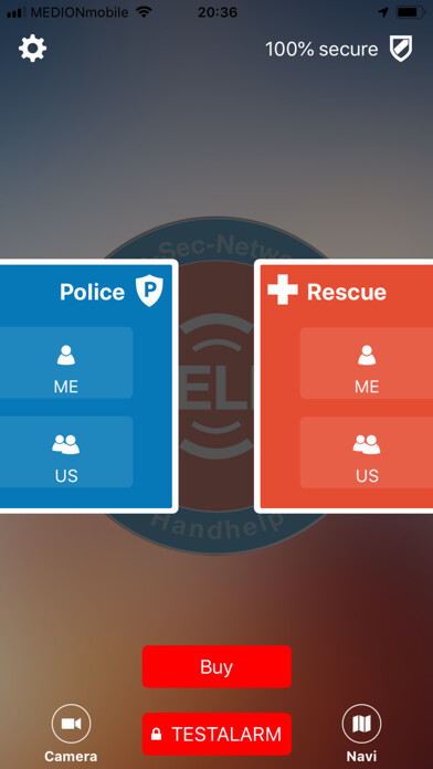 Emulate iPhone app HandHelp - Notruf App System using MyAndroid