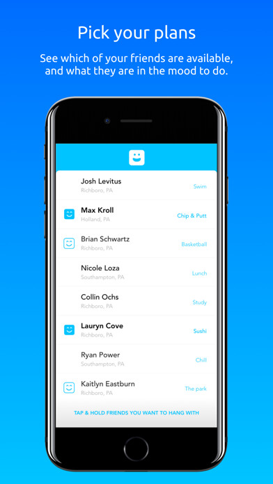 Emulate iPhone app Hangtime - Make Plans Quick using MyAndroid
