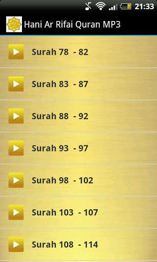 Emulate Android APK Hani Ar Rifai Quran MP3