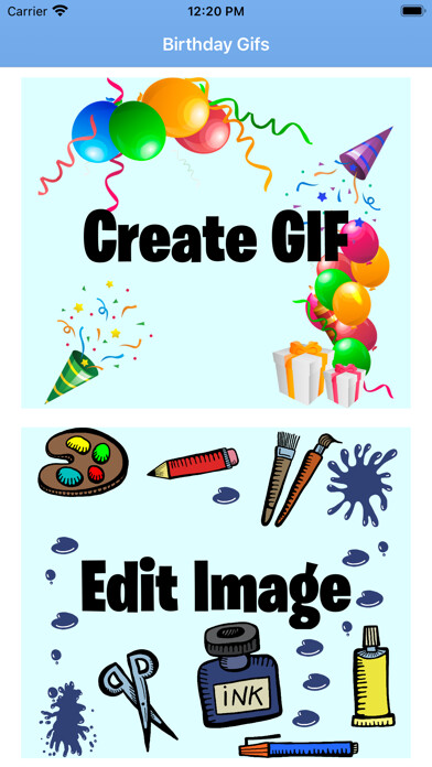 Emulate iPhone app Happy Birthday GIF Video Maker using MyAndroid