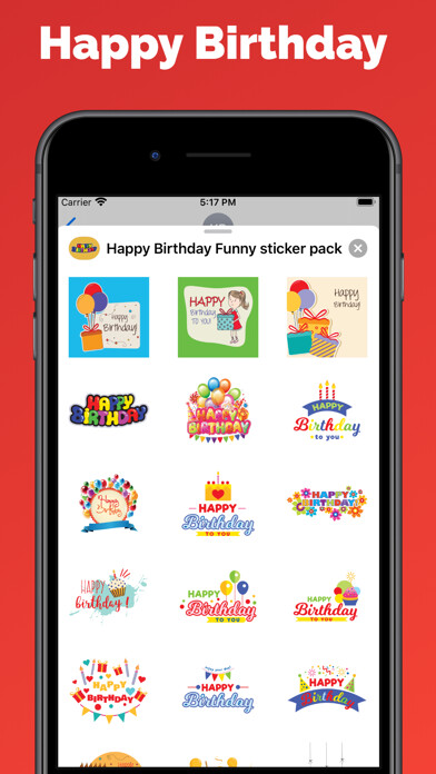 Emulate iPhone app Happy Birthday stickers cards using MyAndroid