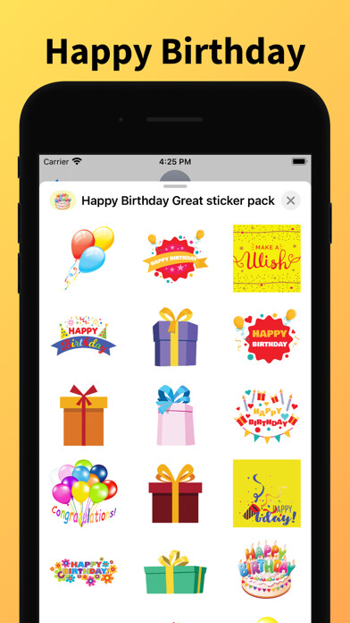 Emulate iPhone app Happy Birthday stickers emoji using MyAndroid