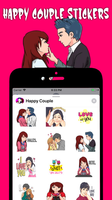 Emulate iPhone app Happy Couple Sticker using MyAndroid Emulate iPhone app Happy Couple Sticker using MyAndroid