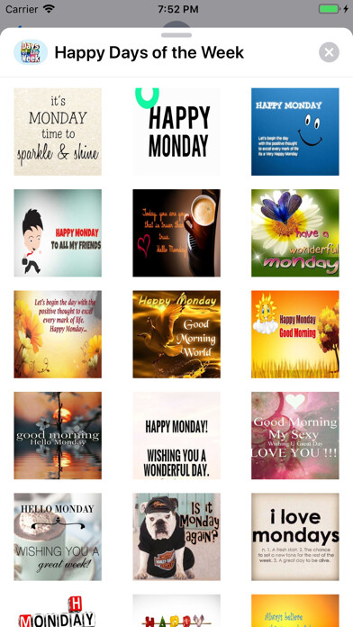 Emulate iPhone app Happy Days of the Week Wishes using MyAndroid