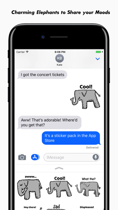 Emulate iPhone app Happy Elephant Stickers using MyAndroid Emulate iPhone app Happy Elephant Stickers using MyAndroid